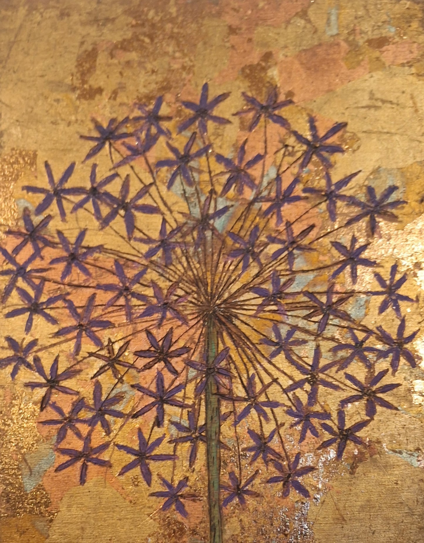 Sparkly gold copper and green gilded Allium