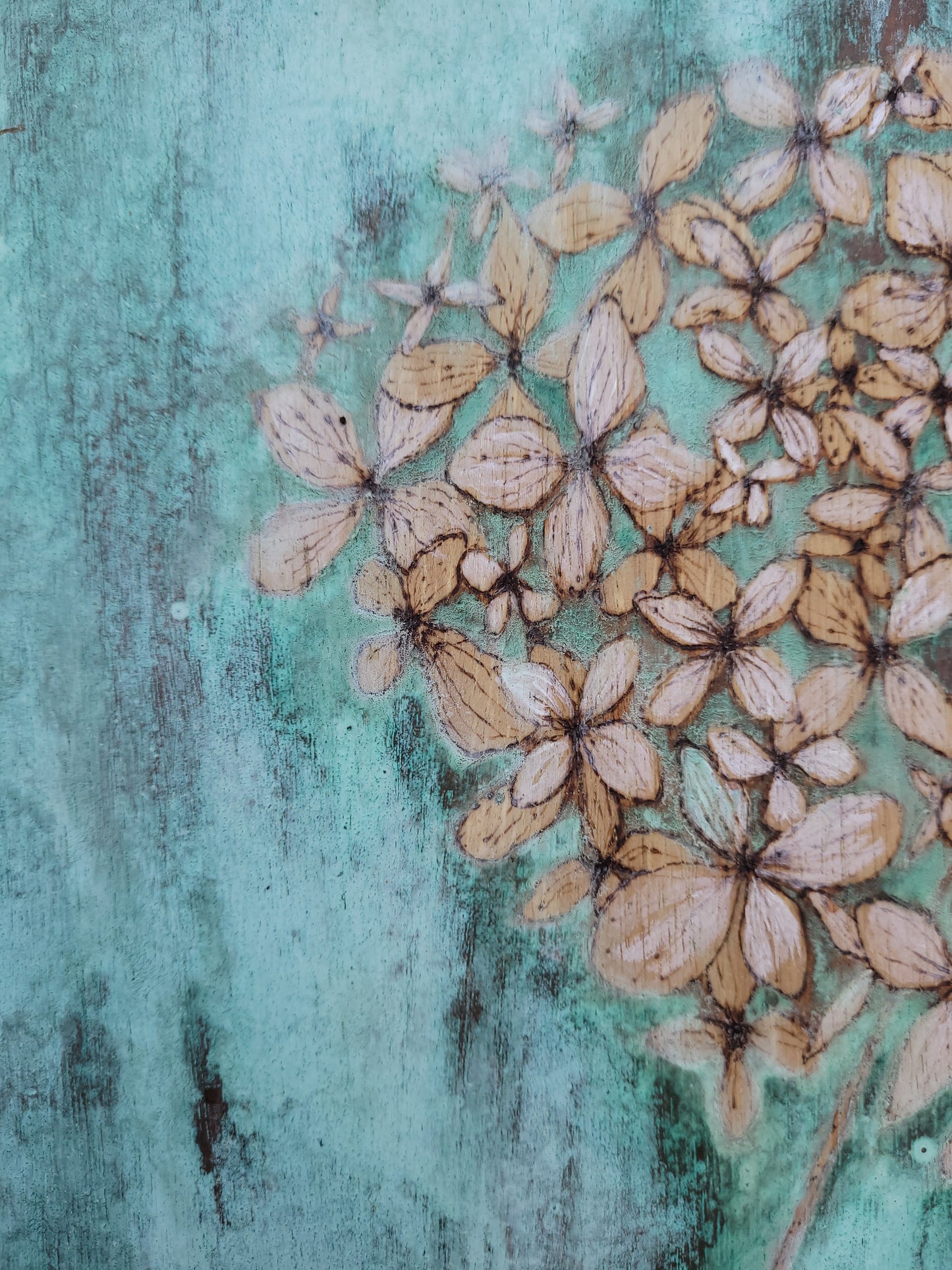 Hydrangea Copper Patina and White