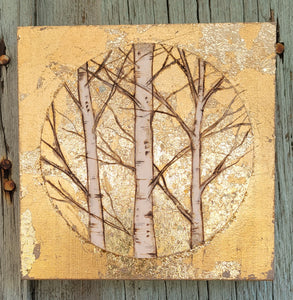 Mini  Birch Trees forest round on a square