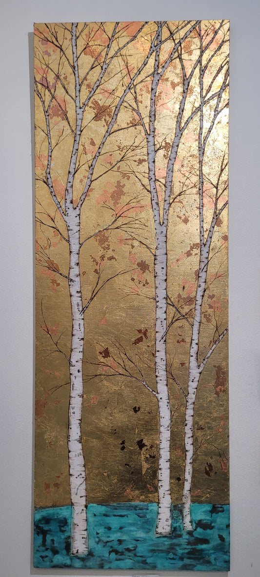 "Shimmer" Series of Gold and Copper Birch Trees