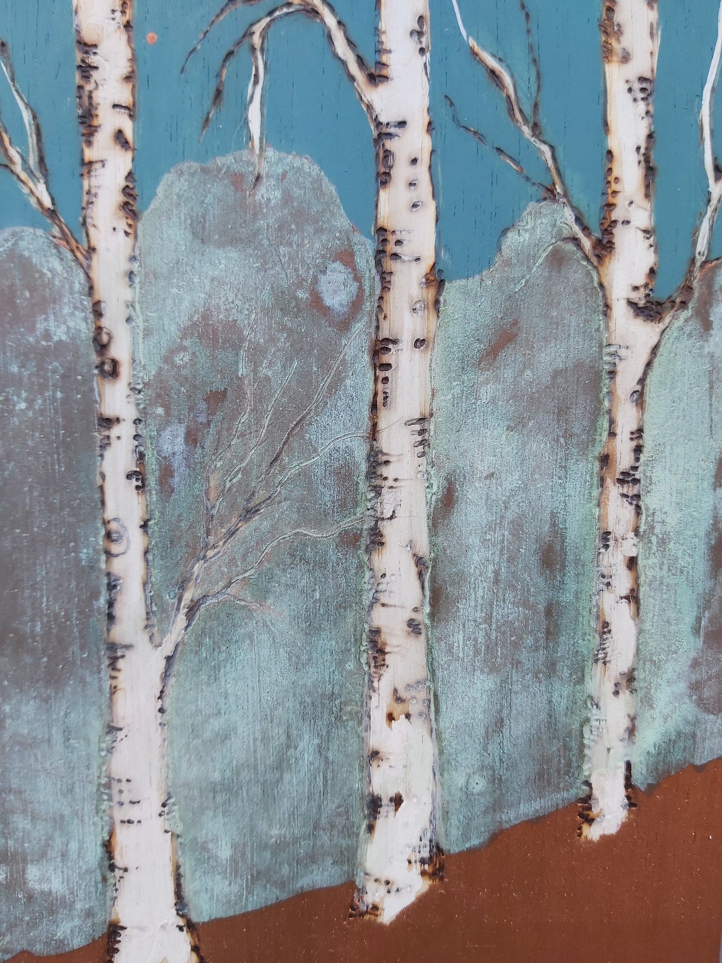 Copper ,Teal long Birch
