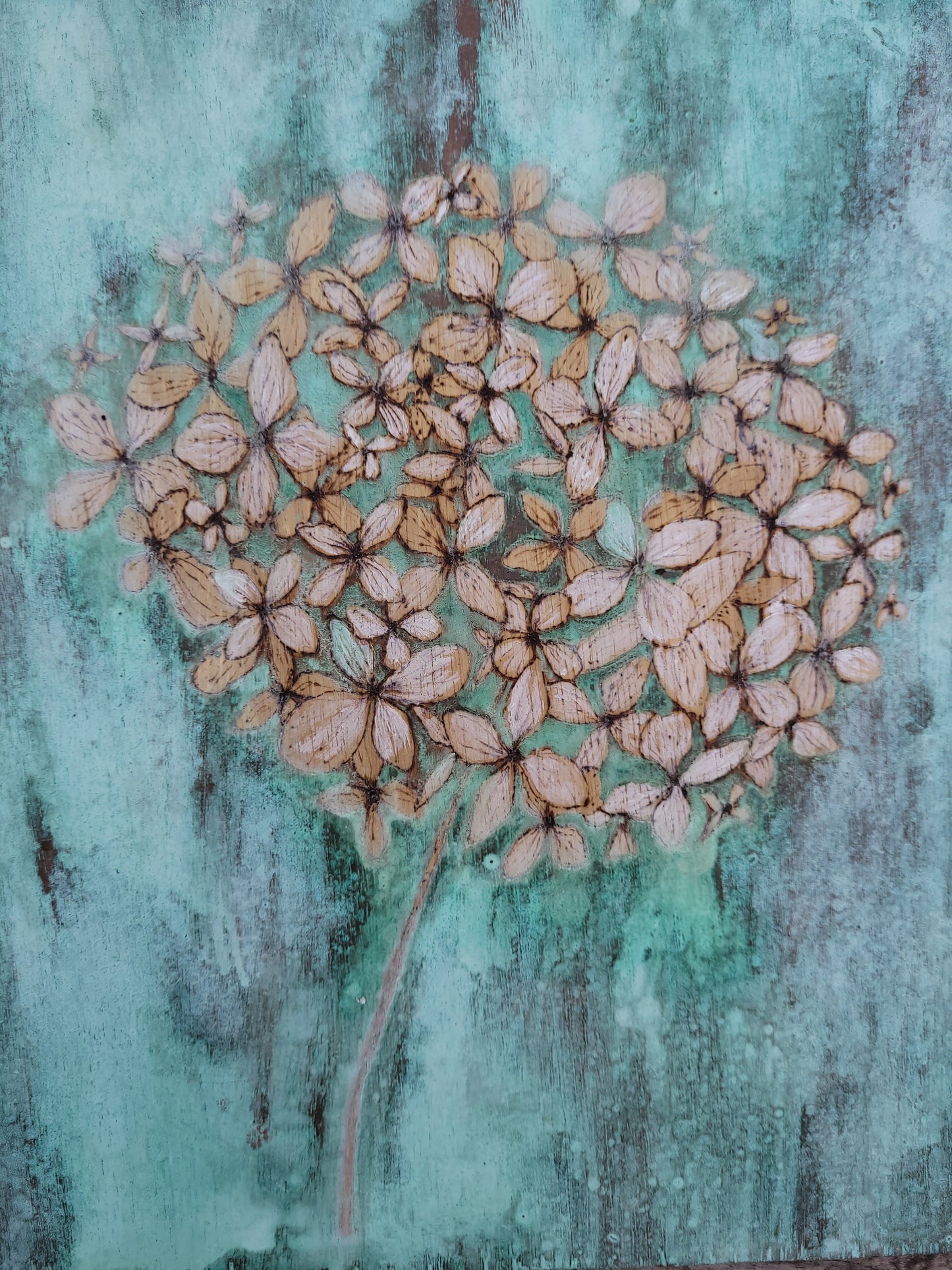 Hydrangea Copper Patina and White